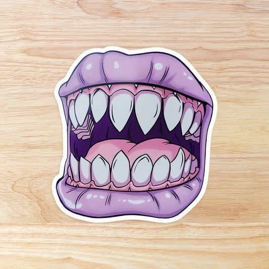 Pastel Vampire Teeth Sticker: Waterproof Vinyl Sticker