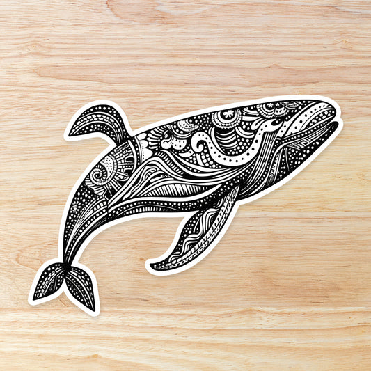Zendoodle Whale: Waterproof Vinyl Sticker