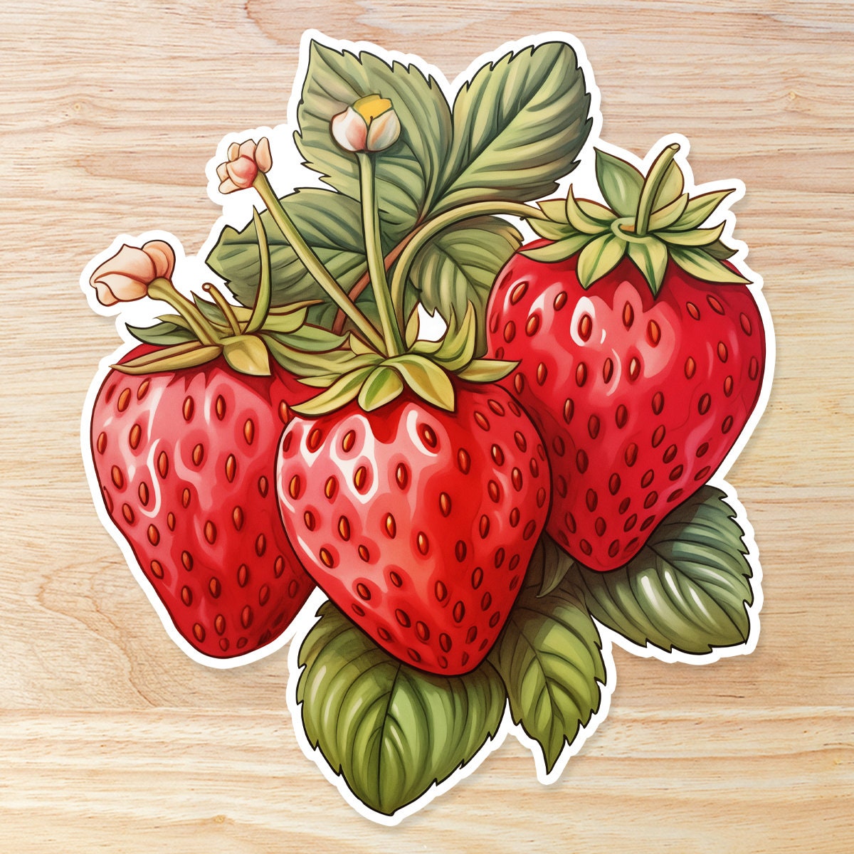 Strawberries: Waterproof Vinyl Sticker
