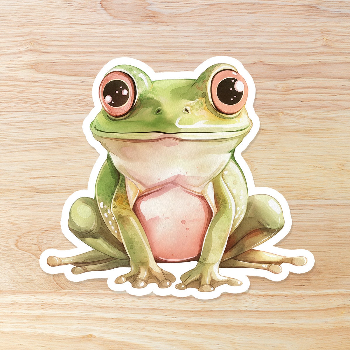 Adorable Watercolor Frog: Waterproof Vinyl Sticker