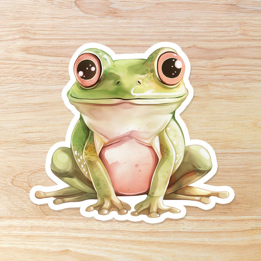 Adorable Watercolor Frog: Waterproof Vinyl Sticker