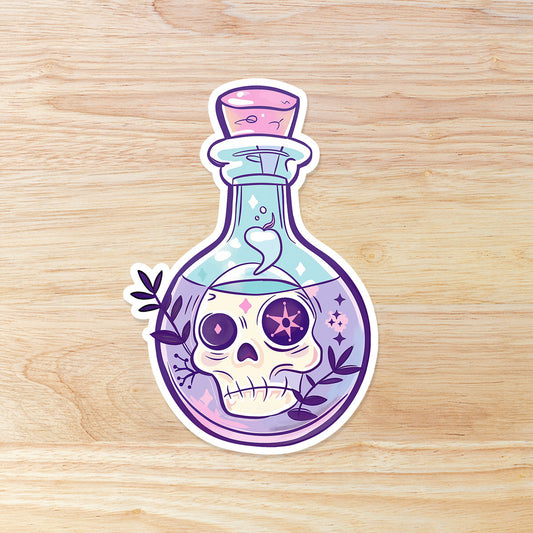 Skull Potion Sticker: Waterproof Vinyl