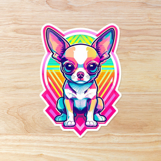 Vibrant Chihuahua Dog: Waterproof Vinyl Sticker