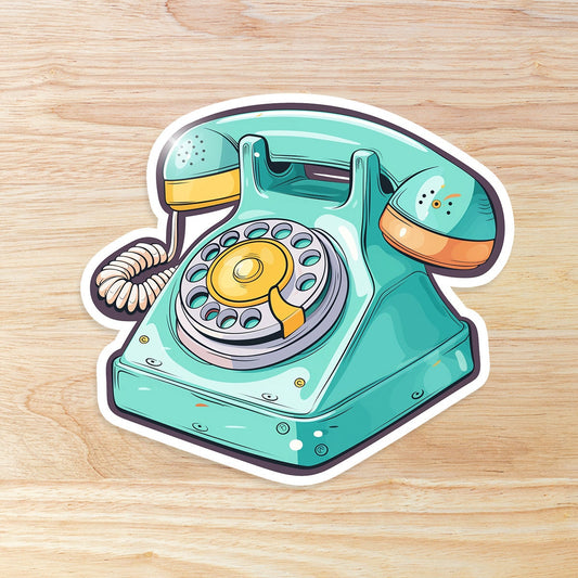 Retro Rotary Telephone Phone: Waterproof Vinyl Sticker