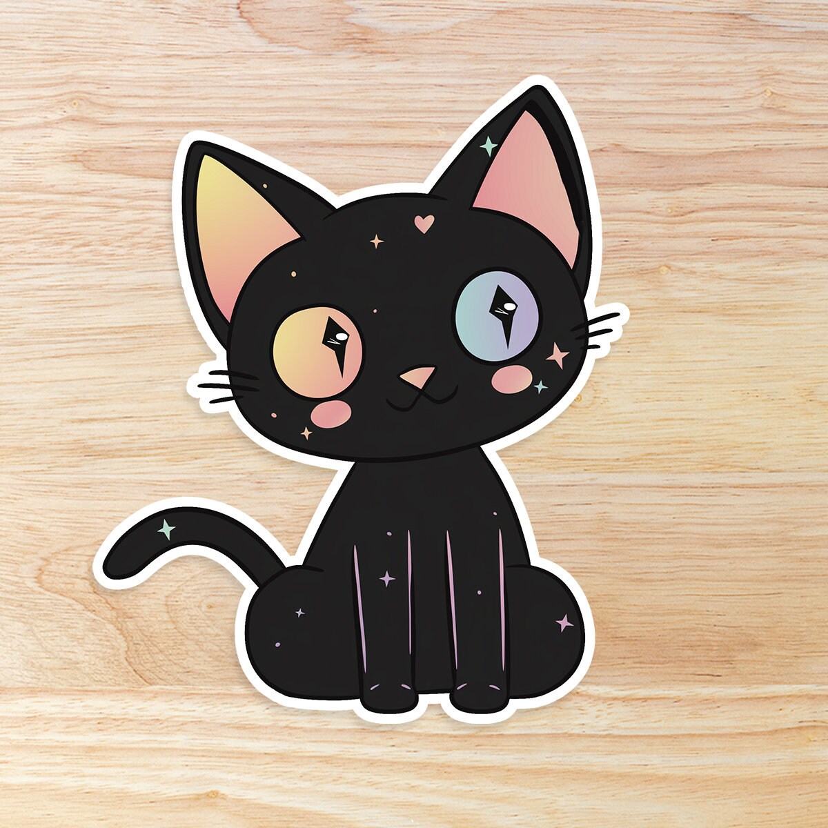 Kawaii Black Cat Waterproof Vinyl Sticker