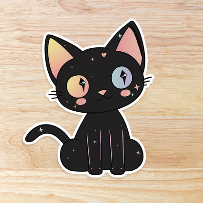Kawaii Black Cat Waterproof Vinyl Sticker