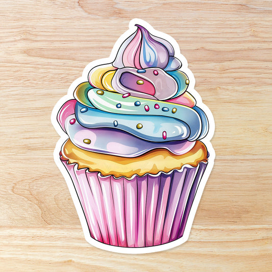 Pretty Cupcake with Sprinkles: Waterproof Vinyl Sticker