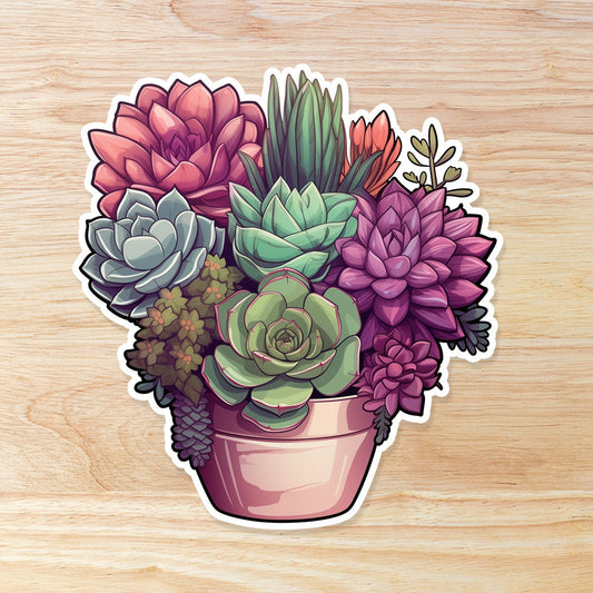 Hand drawn succulent WATERPROOF sticker