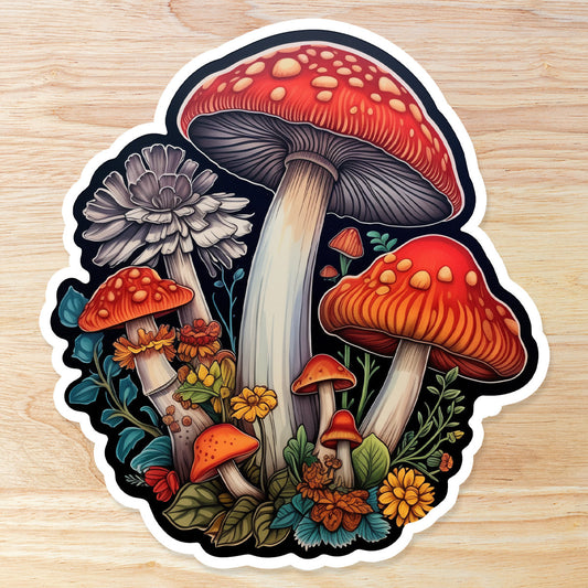 Waterproof Mushroom Vinyl Waterproof Sticker