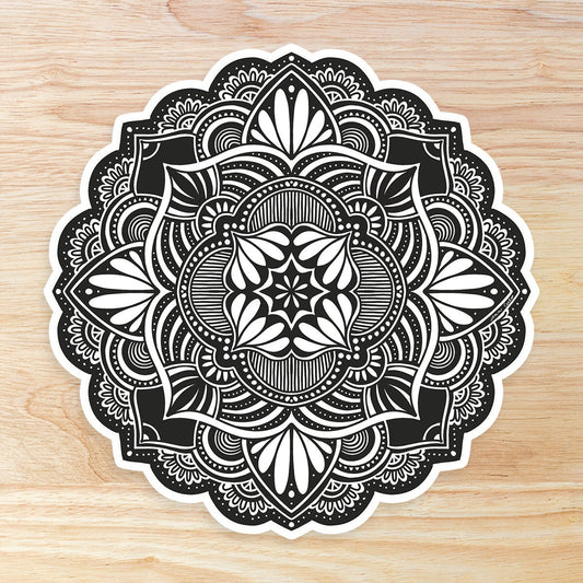 Black and White Mandala: Waterproof Vinyl Sticker
