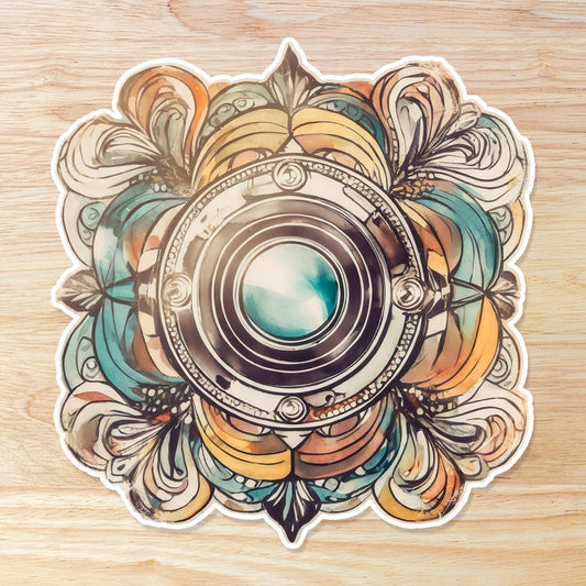 Swirling Camera Lens: Waterproof Vinyl Sticker