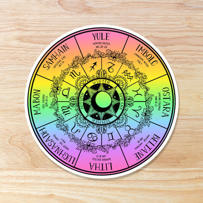 Wiccan Wheel of the Year: Waterproof Vinyl Sticker