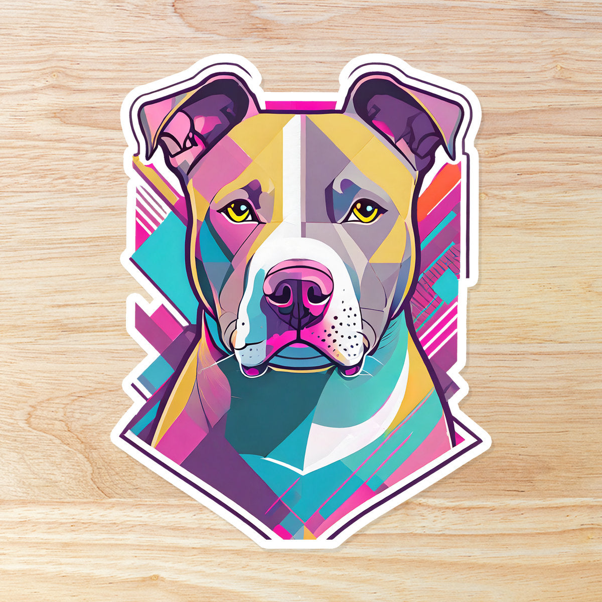 Colorful Pit Bull Dog: Waterproof Vinyl Sticker