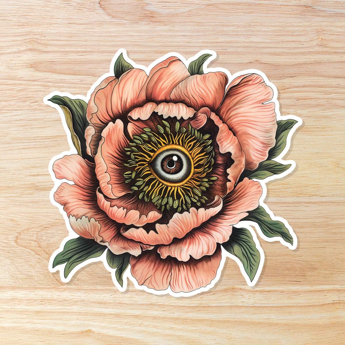 Peony Eye Ball: Waterproof Vinyl Sticker