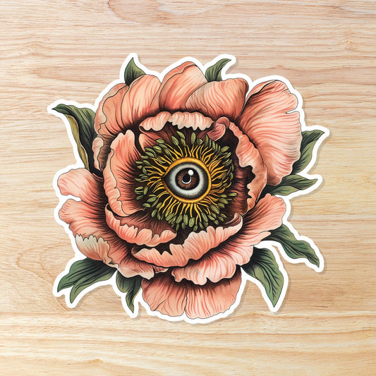 Peony Eye Ball: Waterproof Vinyl Sticker