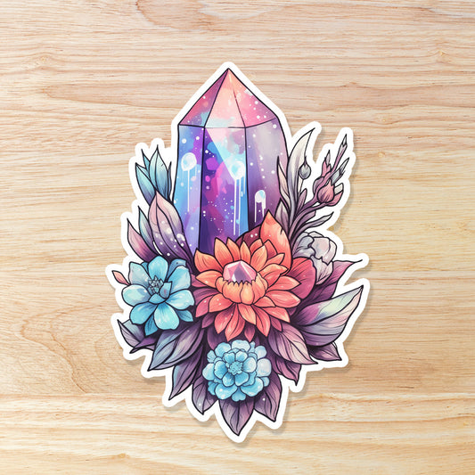 Floral with Crystals: Waterproof Vinyl Sticker
