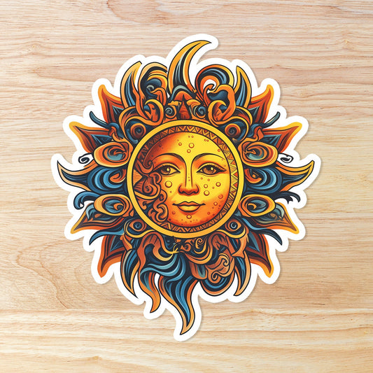 Zentangle Sun with a Face: Waterproof Vinyl Sticker
