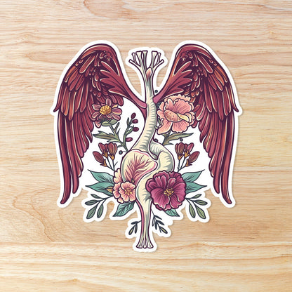 Human Heart with Wings: Waterproof Vinyl Sticker