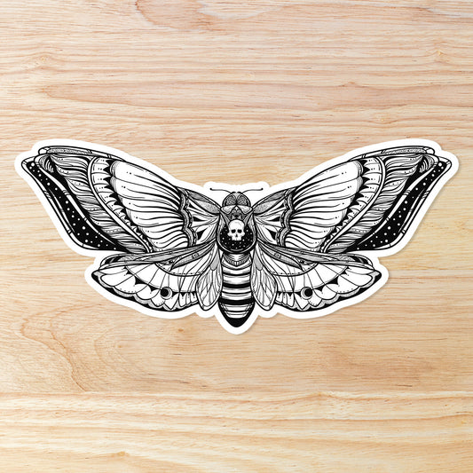 Black and White Moth: Waterproof Vinyl Sticker