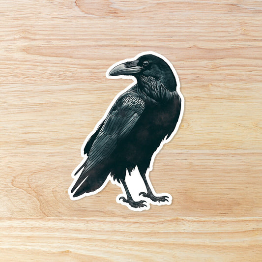 Monochrome Majesty Crow: Waterproof Vinyl Sticker