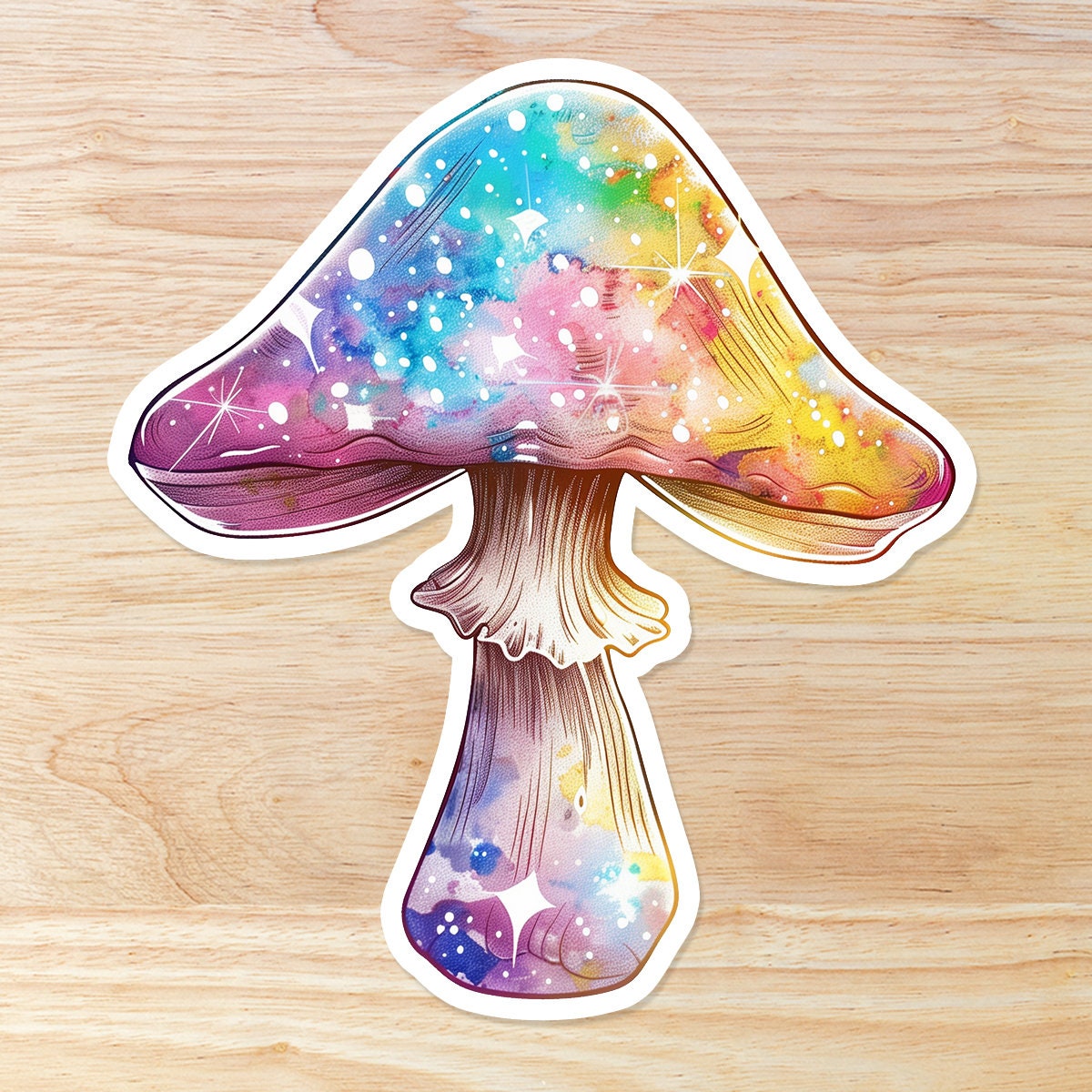 Colorful Magic Mushroom: Waterproof Vinyl Sticker
