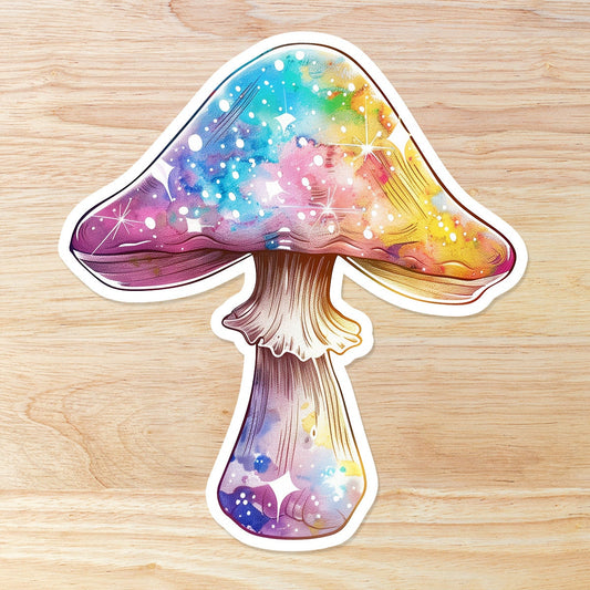 Colorful Magic Mushroom: Waterproof Vinyl Sticker