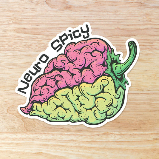 Neuro Spicy Pepper Brain: Waterproof Vinyl Sticker