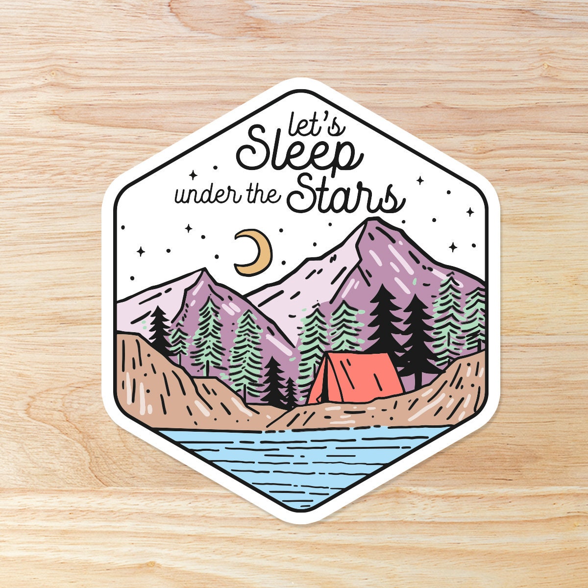 Camping Under the Stars Sticker: Waterproof Vinyl Decal