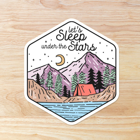 Camping Under the Stars Sticker: Waterproof Vinyl Decal