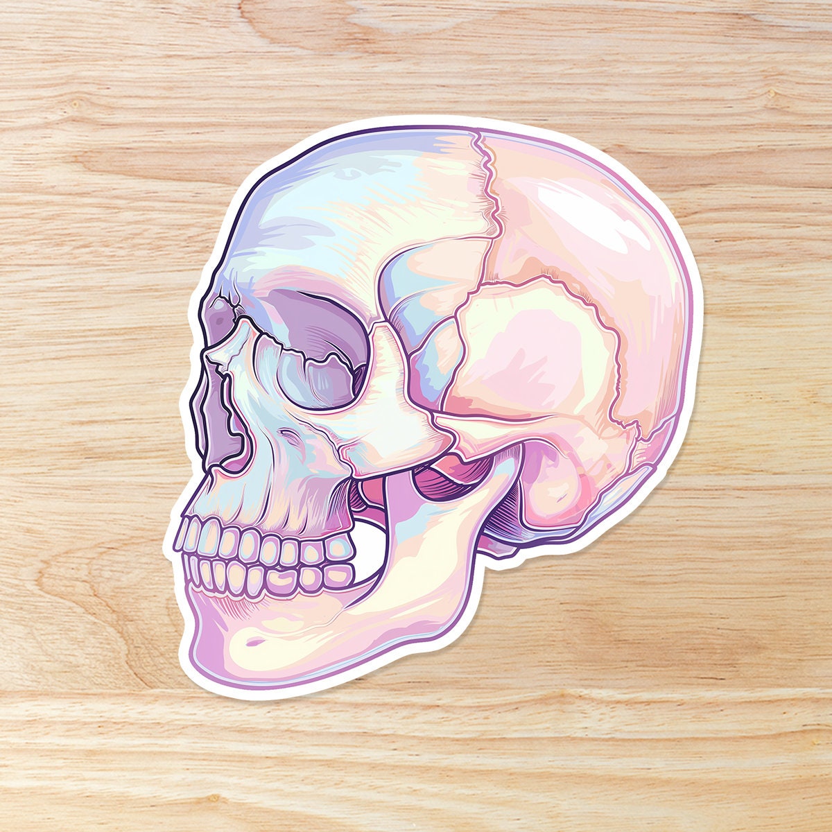 Pastel Skull: Waterproof Vinyl Sticker
