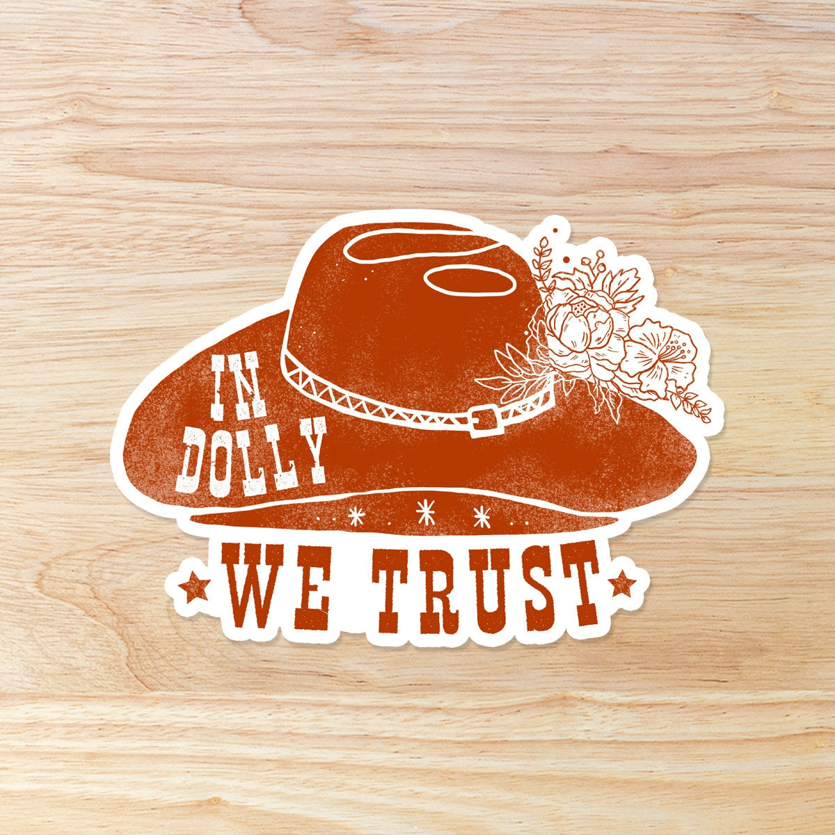 Dolly Parton Cowboy Hat Sticker: Waterproof Vinyl Sticker