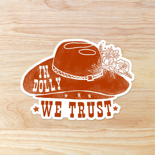 Dolly Parton Cowboy Hat Sticker: Waterproof Vinyl Sticker