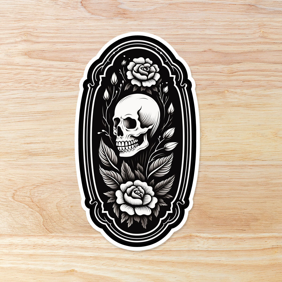 Floral Skull Sticker - Waterproof Vinyl Sticker