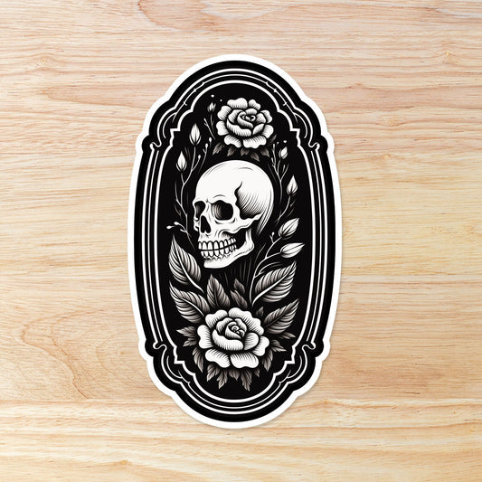 Floral Skull Sticker - Waterproof Vinyl Sticker