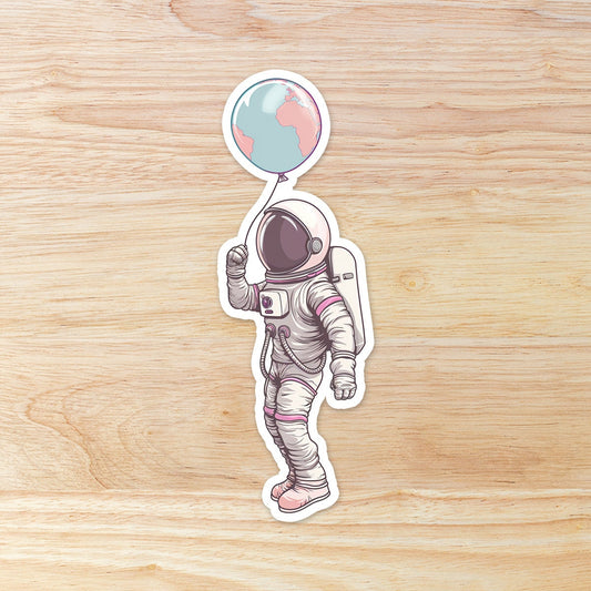 Astronaut with Earth Balloon Waterproof Vinyl Sticker