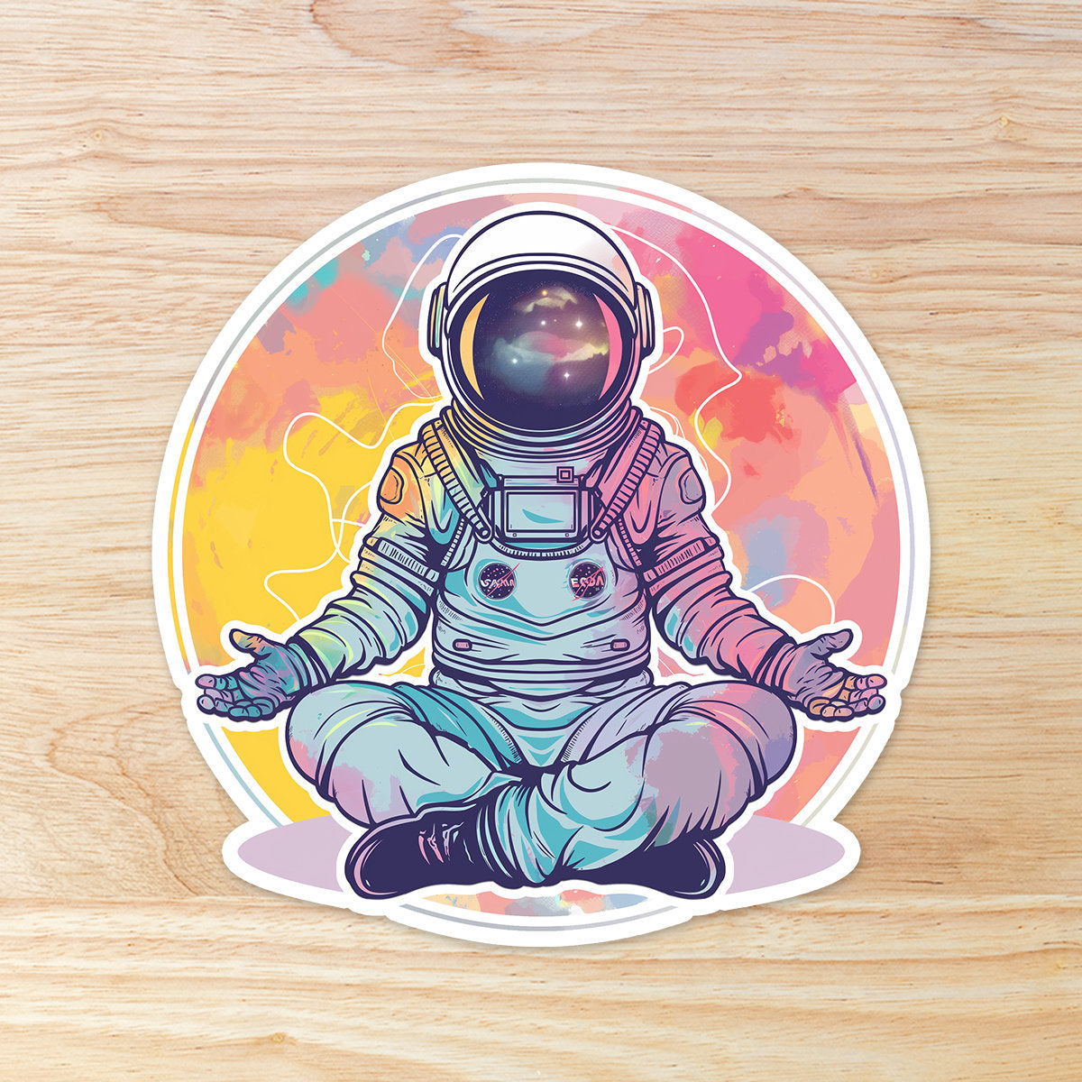 Astronaut Meditating: Vinyl WATERPROOF Sticker