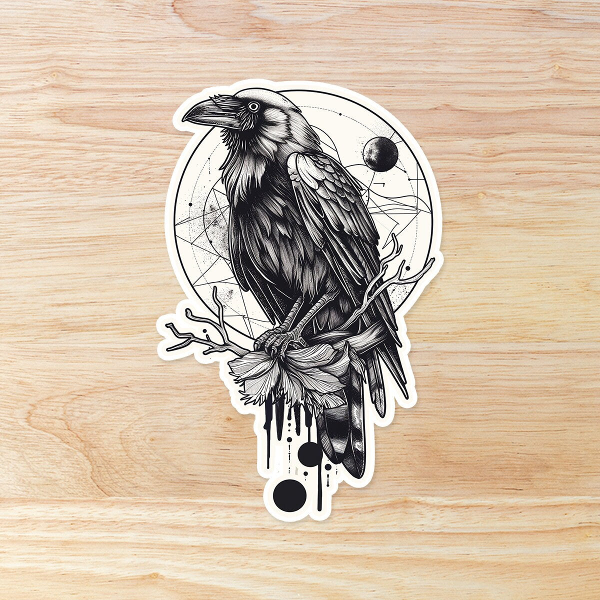 Raven tattoo style Sticker