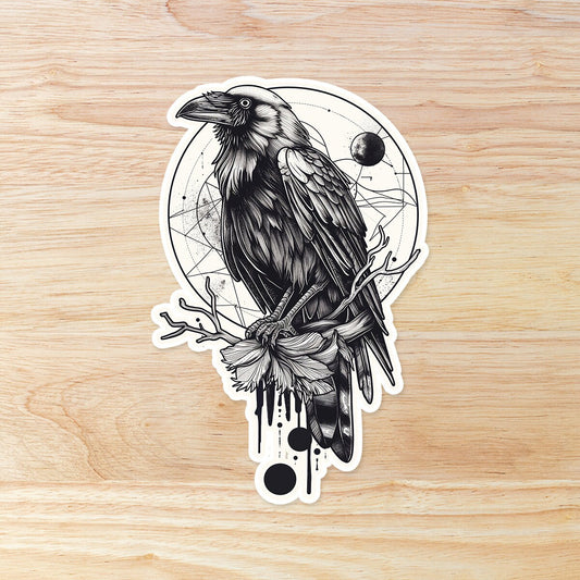 Raven tattoo style Sticker