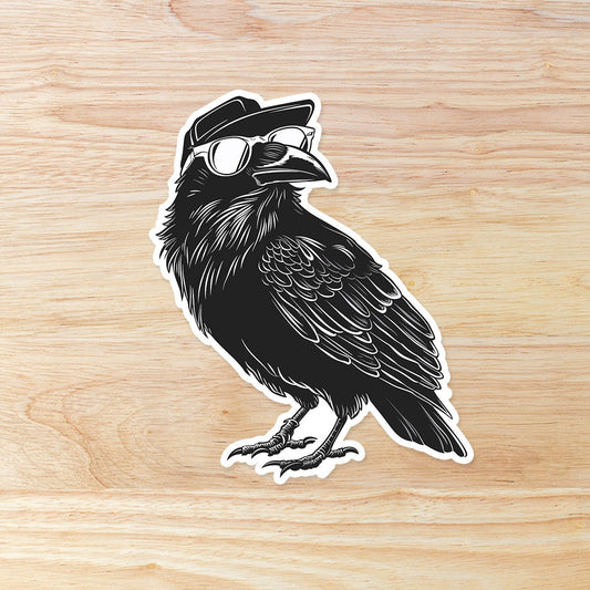 Hip Black and White Crow: Waterproof Vinyl Sticker