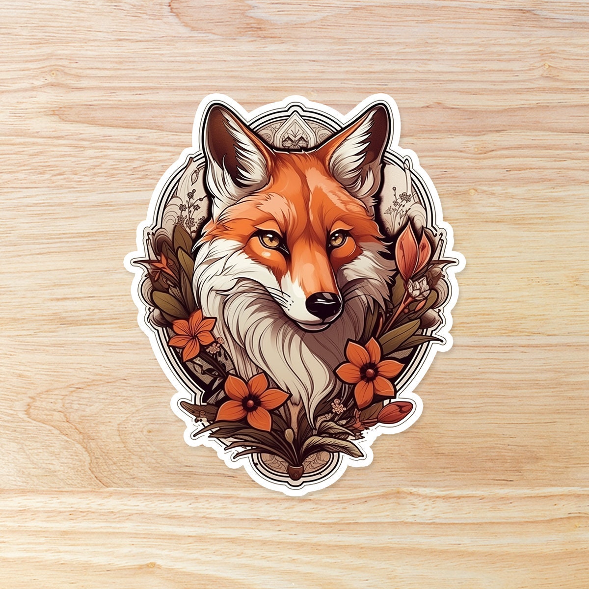 Fox Portrait Waterproof Vinyl Sticker