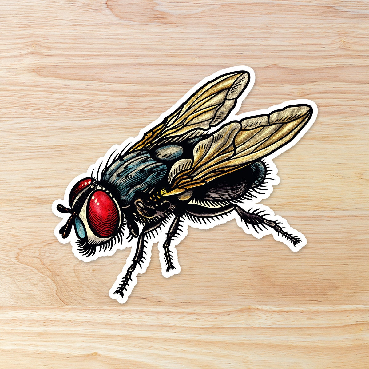 Tattoo Style Fly: Waterproof Vinyl Sticker