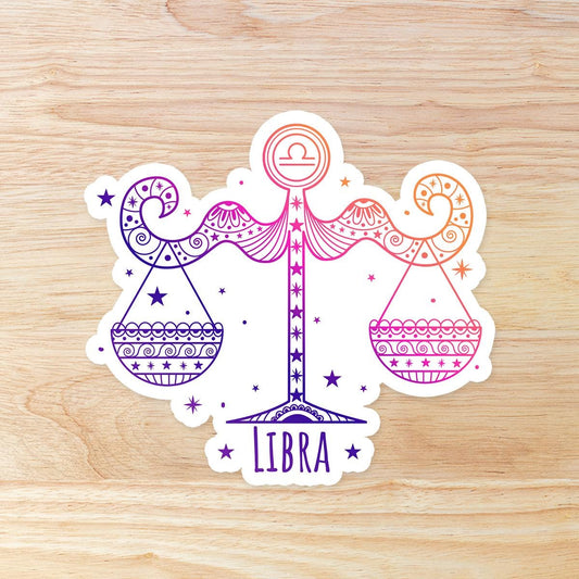 Libra Zodiac Astrology Sign: Waterproof Vinyl Sticker