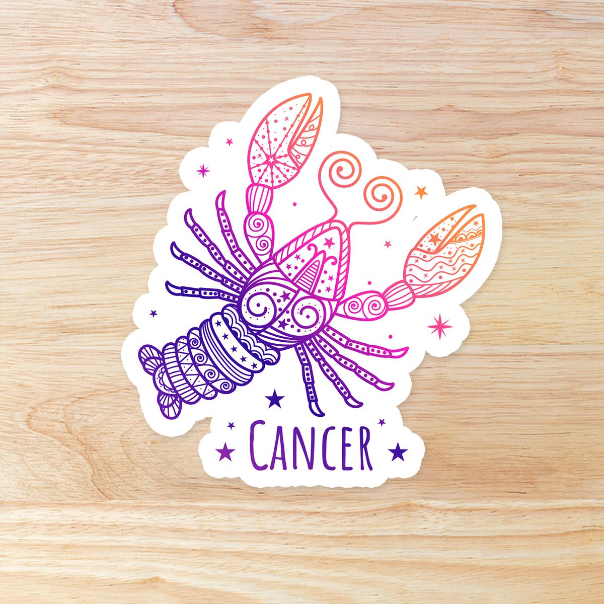Cancer Zodiac Astrology Sign: Waterproof Vinyl Sticker