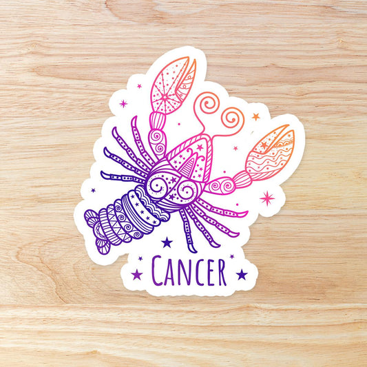 Cancer Zodiac Astrology Sign: Waterproof Vinyl Sticker