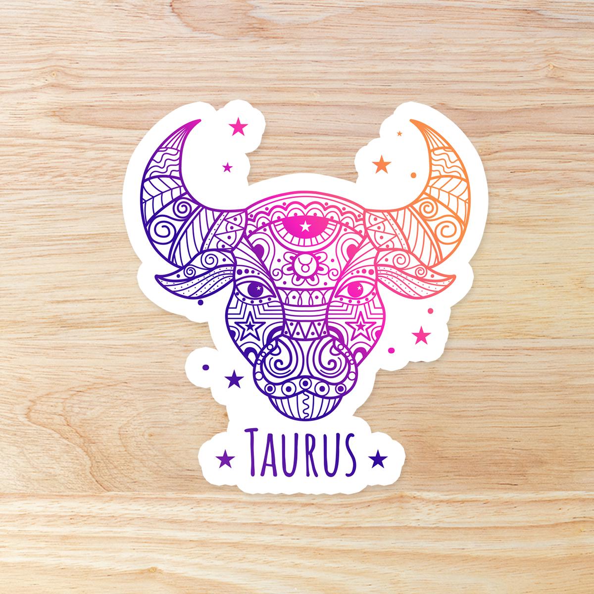 Taurus Zodiac Astrology Sign: Waterproof Vinyl Sticker