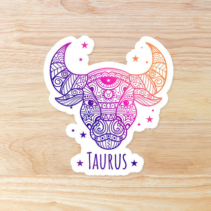 Taurus Zodiac Astrology Sign: Waterproof Vinyl Sticker