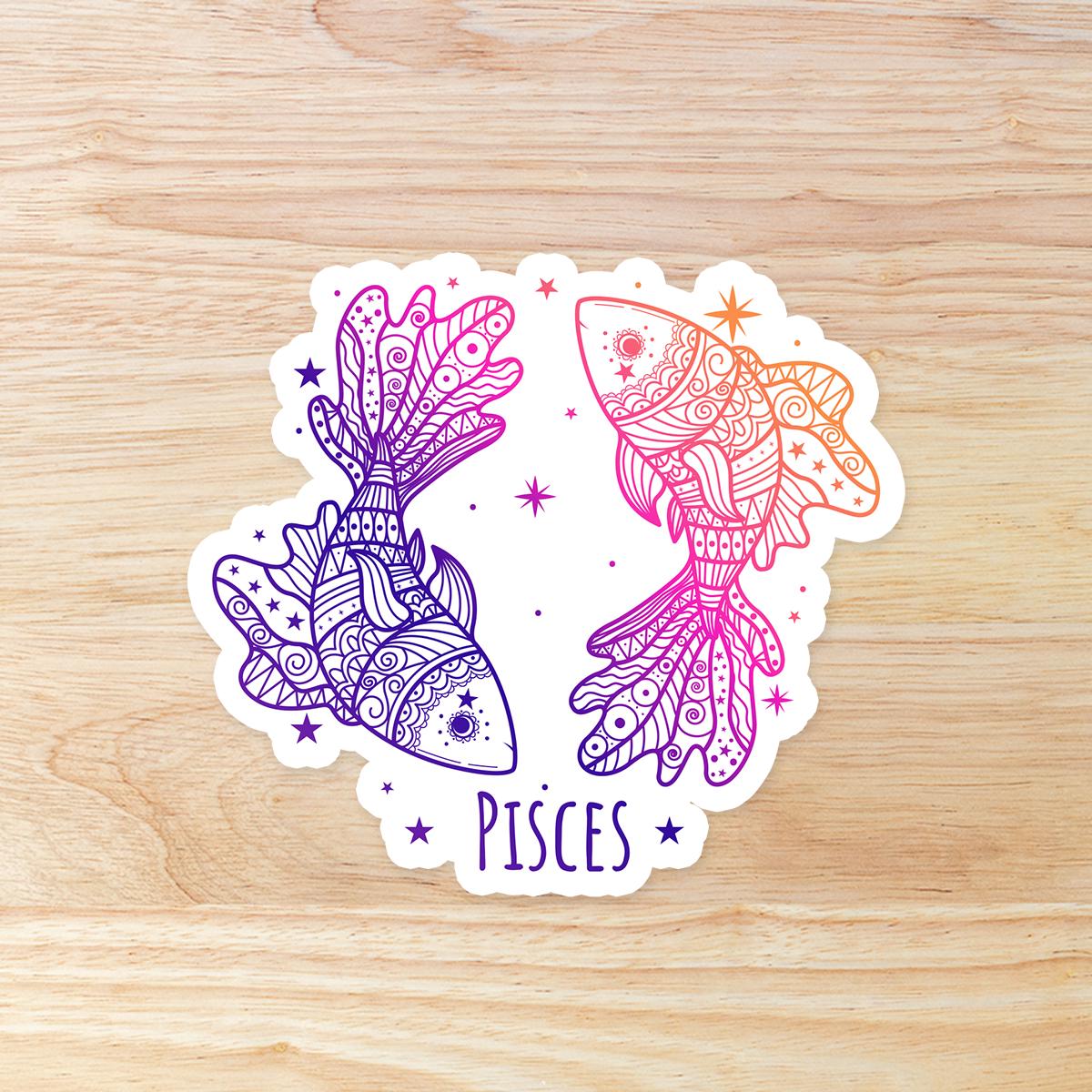 Pisces Zodiac Astrology Sign: Waterproof Vinyl Sticker