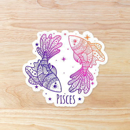 Pisces Zodiac Astrology Sign: Waterproof Vinyl Sticker