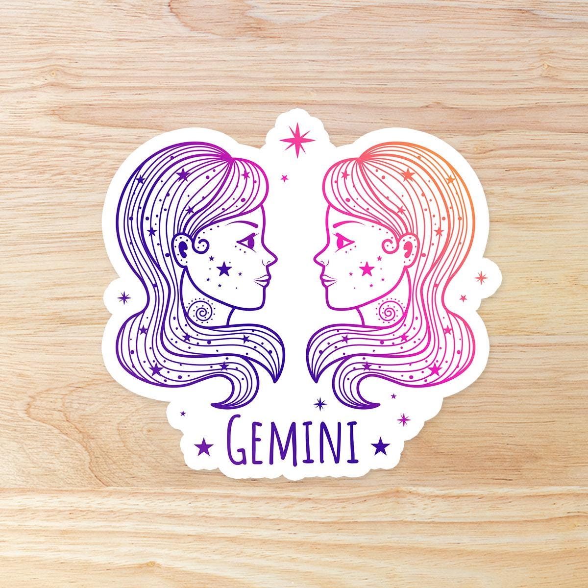 Gemini Zodiac Astrology Sign: Waterproof Vinyl Sticker