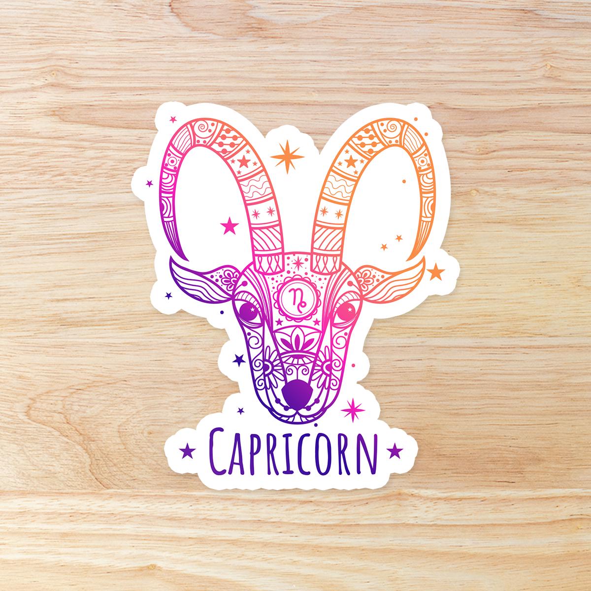 Capricorn Zodiac Astrology Sign: Waterproof Vinyl Sticker